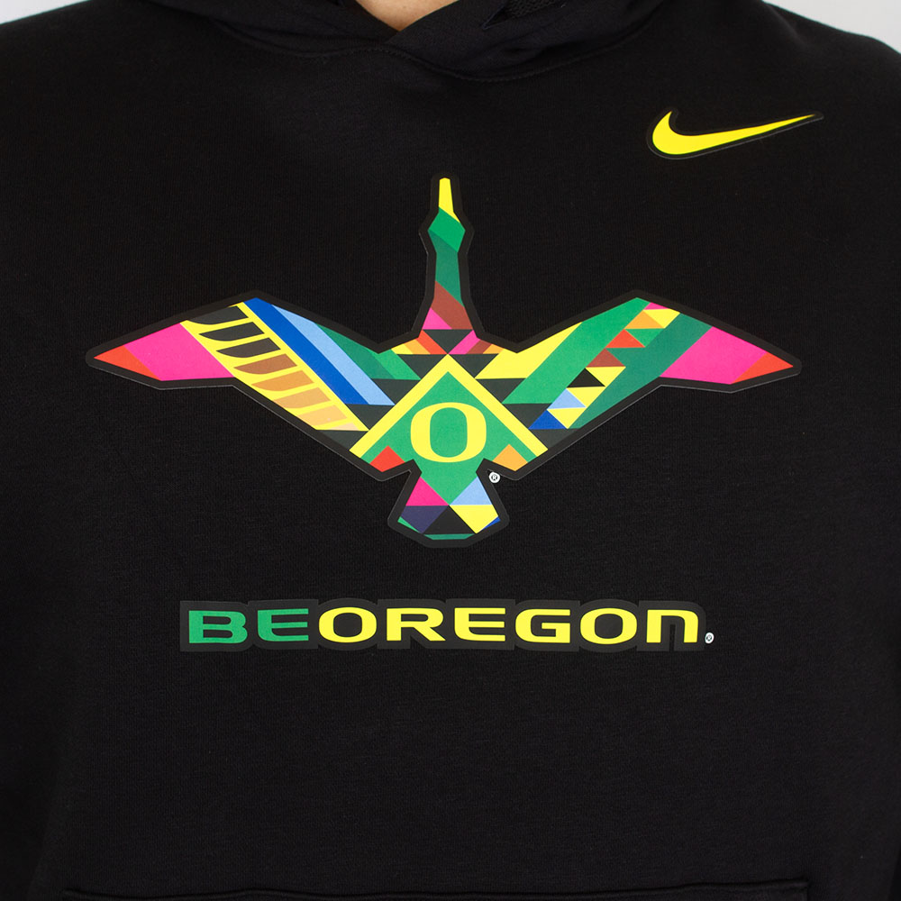 Classic Oregon O, Nike, Black, Hoodie, Cotton Blend, Men, Be Oregon, Pullover, Sweatshirt, 945028
